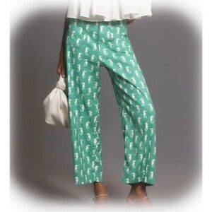 🐚 NWT | ANTHRO Colette Cropped Linen Wide-Leg Pants by Maeve | Seahorse